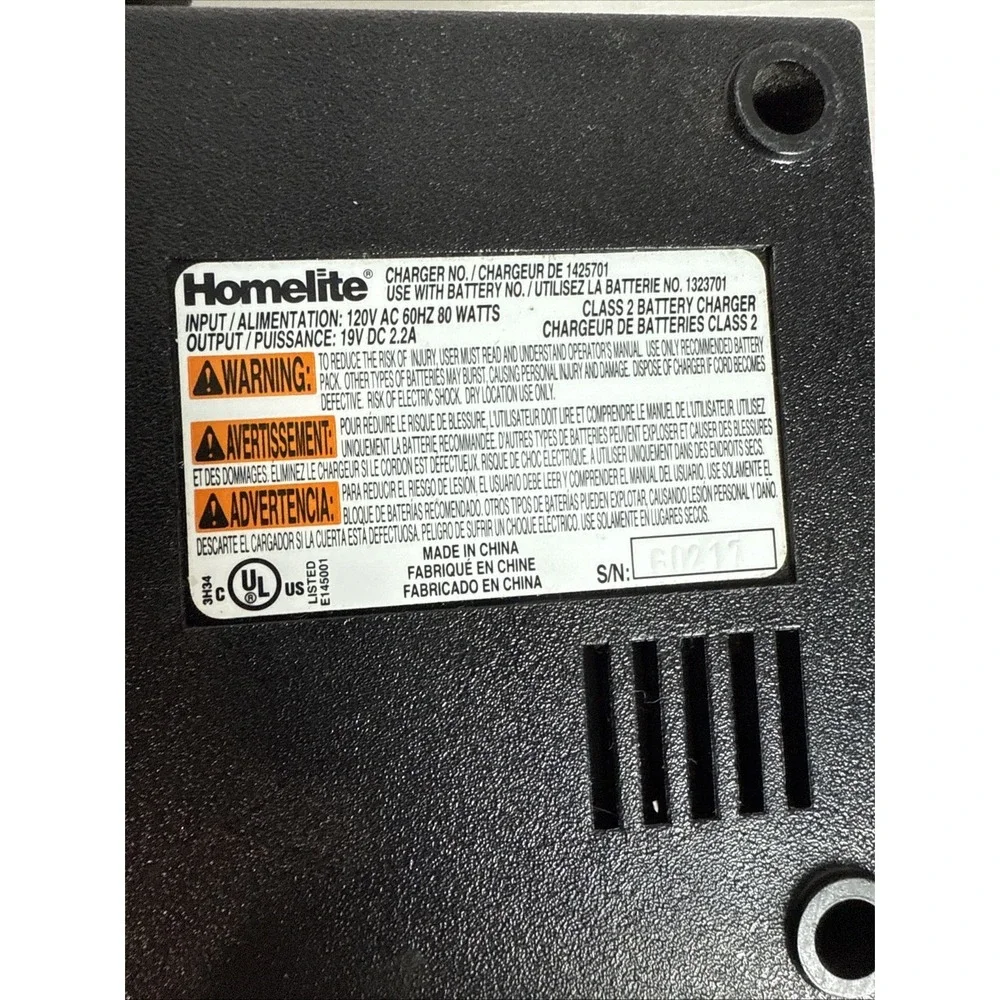 Homelite Charge Plus+ Black 18.0V Class 2 Battery Charger #1425701